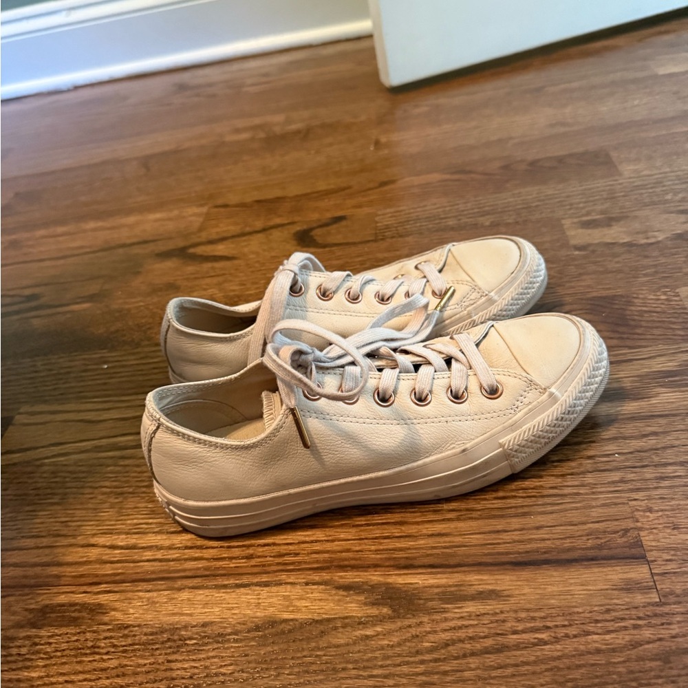 Cream Leather Converse Sneakers
